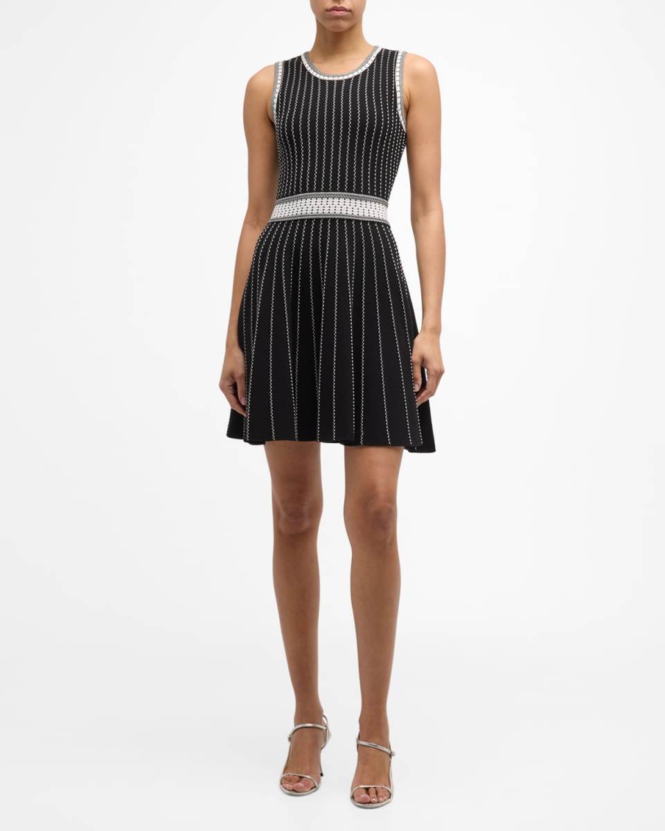 Sleeveless Striped Knit Mini Dress